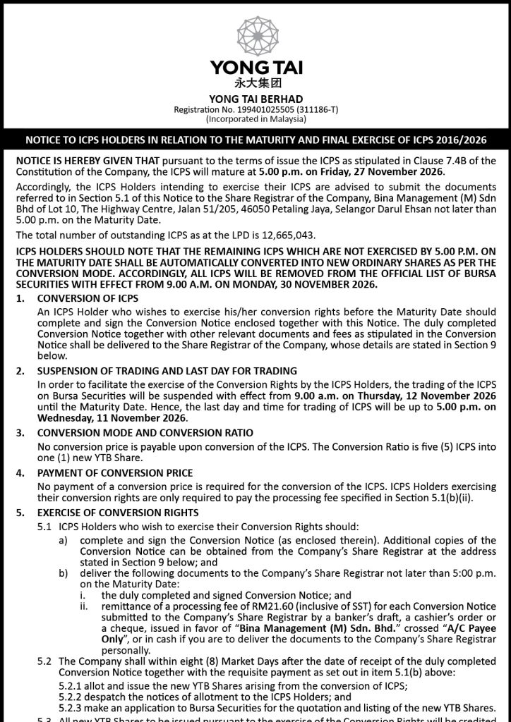 YTB Advertisement Notice